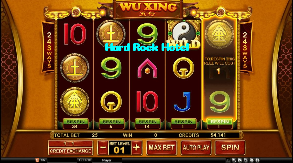 Hard Rock Hotel casino presented on mobile device in Pakistan with slots and live games