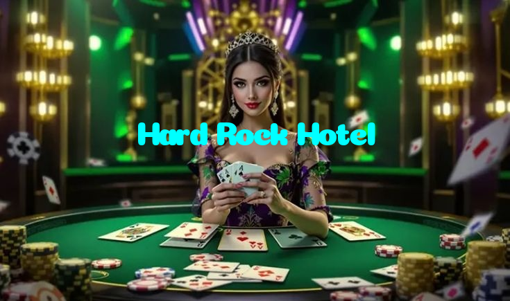 Hard Rock Hotel casino presented on mobile device in Pakistan with slots and live games
